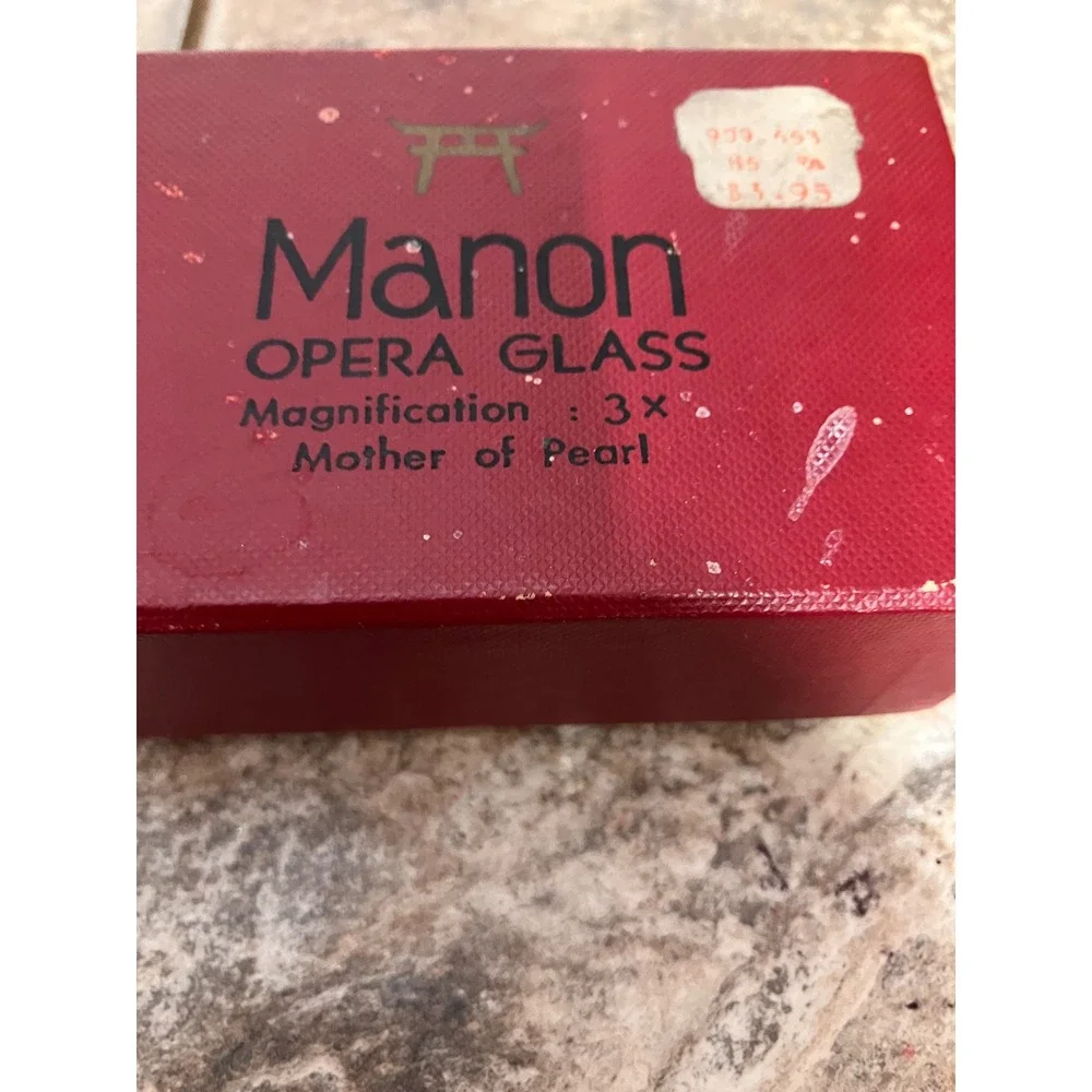 Vintage Manon Shrine Opera Glasses 3x Coated Mother of Pearl Red with Box Case